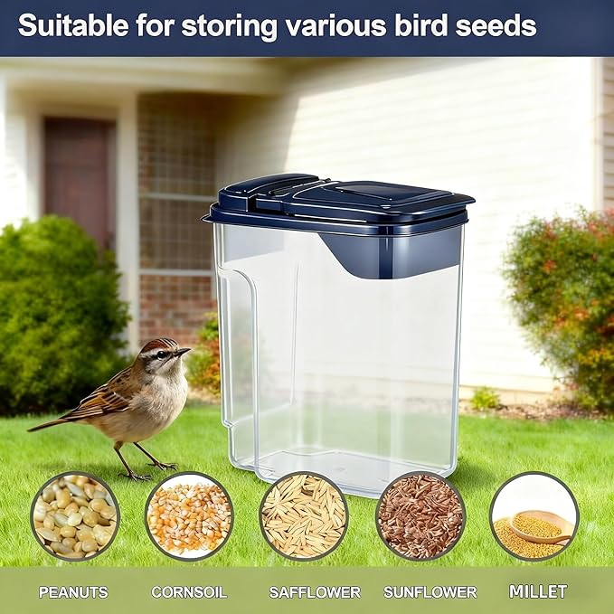 3L/3.2Qt Bird Seed Storage Container,Pet Food Storage Containers with Pour Spout,Cereal Dispenser,Holds up to 3~3.5Lbs-Easy Grip and Fill Bird Feeders-Ideal for Storing Sunflower Seed