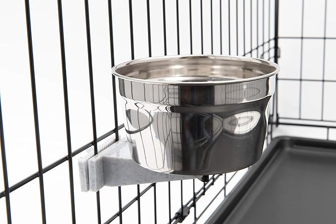 Lixit Quick Lock Cage Bowls for Small Animals and Birds. (20oz, Stainless)