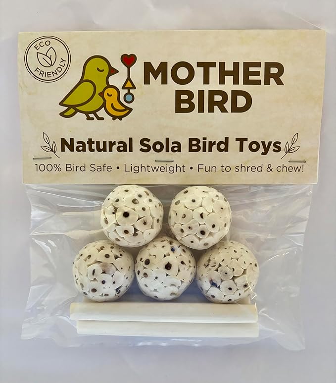 Mini Sola Wood Bird Toy Bunde -Sola Balls & Sola Logs, Shreddable Chew Toys, Foot Toys, Perfect for Small Birds - 10 piece Set (Mini)