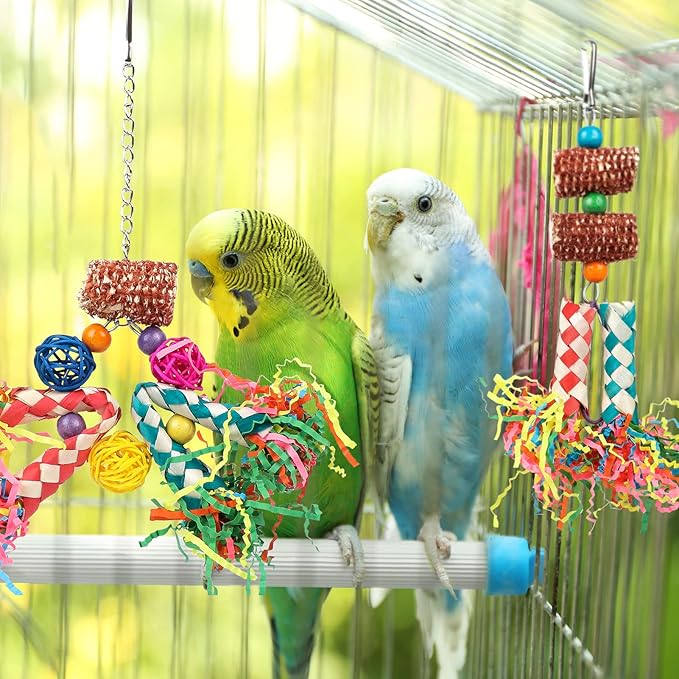 LifeIdeas Bird Shredding Toys, 5PCS Parrot Chewing Toys Corn Cob, Colorful Bird Foraging Toys for Small Medium Parrots Parakeets, Conures, Cockatiel, Lovebirds