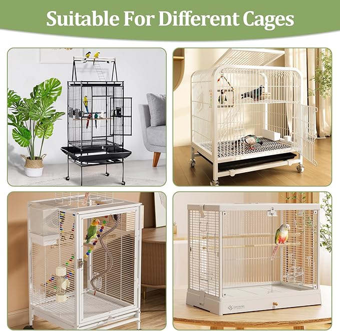 Bird Cage Cover,Bird Cage Seed Catcher,Durable Airy Nylon Mesh Net, Adjustable Birdcage Cover Skirt Seed Guard for Parrot Cockatiel Parakeet Pigeon Big Round Square Cages(White)