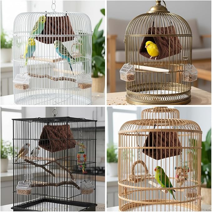 Bird Bed, Bird Hammock, Bird Nest, 3-Piece Set in for Multi-Bird Households and Breeders, Winter Warmth Protection and Stress Relief Hiding, Durable Material Construction