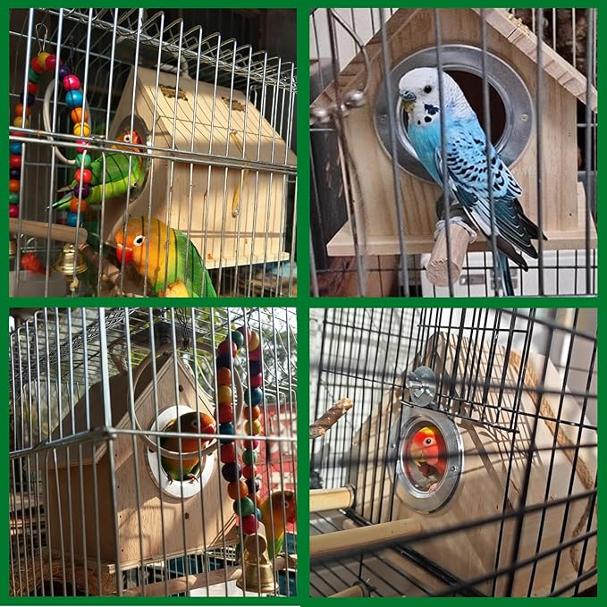 kathson Parakeet Nesting Box,Bird Nest House,Parrots Breeding Mating Hut,Cockatiel Nesting Box for Budgie,Lovebirds,Conure,Canary,Finch and Small Medium Birds,L