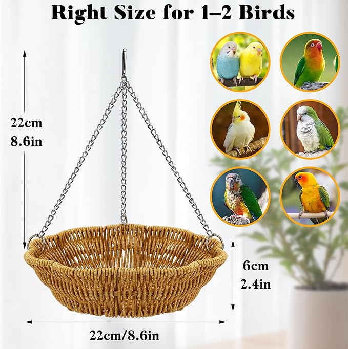 20Pcs Bird Foraging Toy Set with Hanging Basket, Natural Shredding & Chew Enrichment Toys for Parrots Cockatiels, Budgies, Parakeets, Cage or Floor Puzzle Foraging Toys for Mental Stimulation