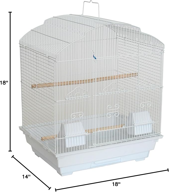 YML A5804 3/8" Bar Spacing Shall Top Small Bird Cage, White, 18" x 14"