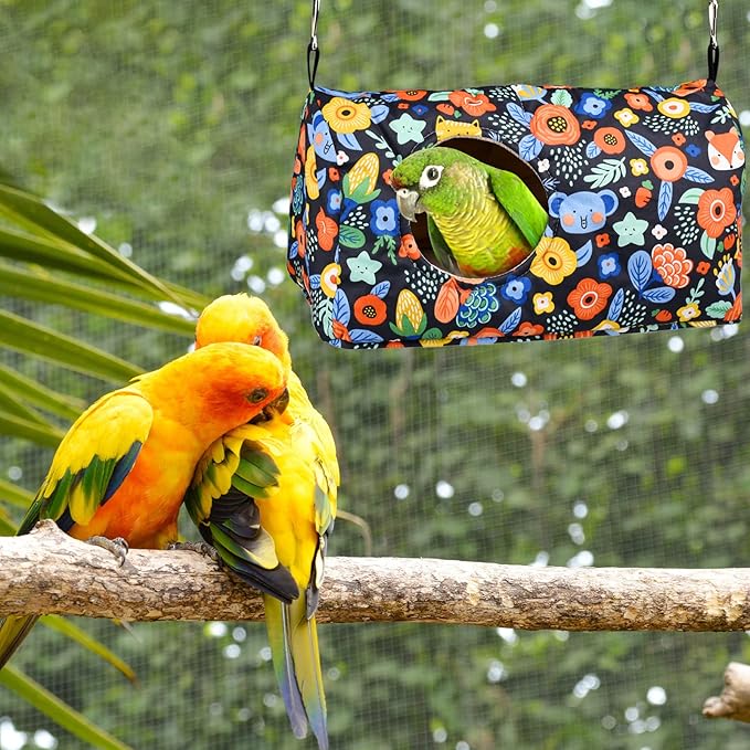 Bird Warm Bed Sleeping Nest House Snuggle Hanging Hut Hammock Hideaway Cave for Cockatiels Parakeets Budgies Lovebirds L