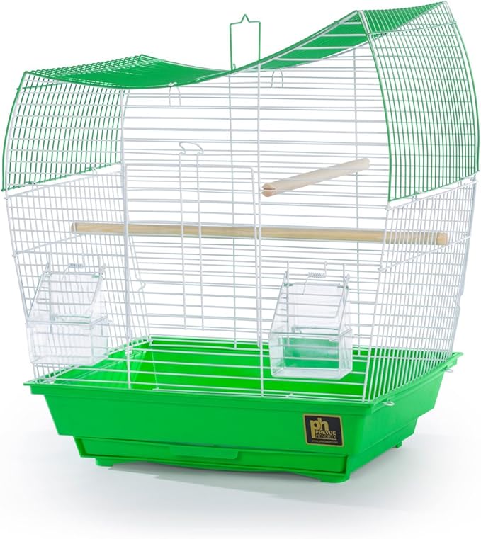 Prevue Pet Products South Beach Wave Top Bird Cage - Ideal for Finches, Canaries, Budgies, and Similarly Sized Birds, Minimal Assembly, Made of Powder-Coated Steel Wire Mesh - Green