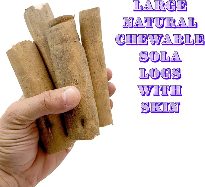5506 Natural Sola Skin Log PK12 - Natural Sola Wood Foot Toys, Chewable Lightweight Wood Logs, Thin Bark Skin, Easy to Shred, Delightful for Small to Med Size Pet Birds