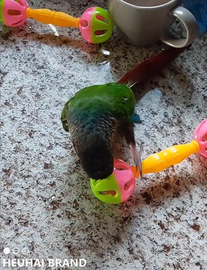 18-Pack Bird Toys Set for Parrots & Small Birds – Colorful Plastic & Rattan Balls with Bells (1.5'' - 5.5'')
