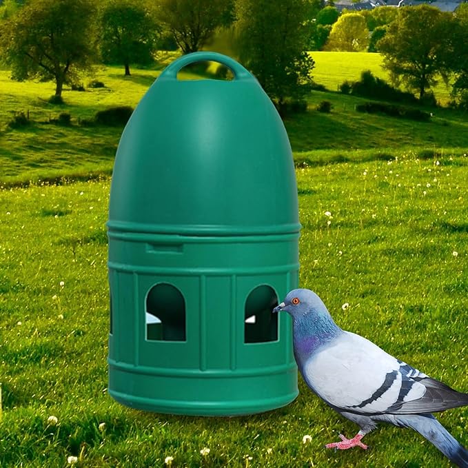 Bird Water Drinker Parakeet Chicken Dove Feeder with Hanging Handle Green 3L