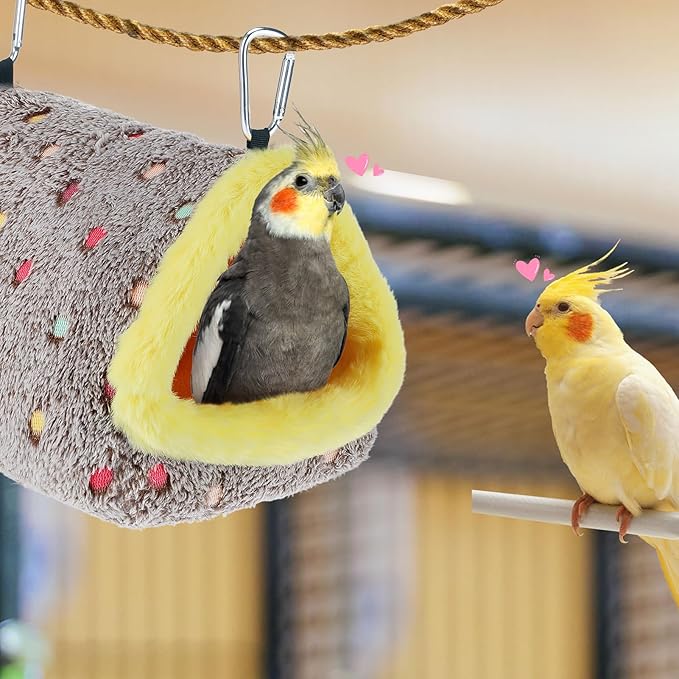 MEWTOGO Medium Winter Warm Bird Nest for Cage - Comfortable Birds Bed with Support Plate, Hanging Shed Hideaway Hammock Hut Gift for Cockatiel Monk Parrots Sun Conure