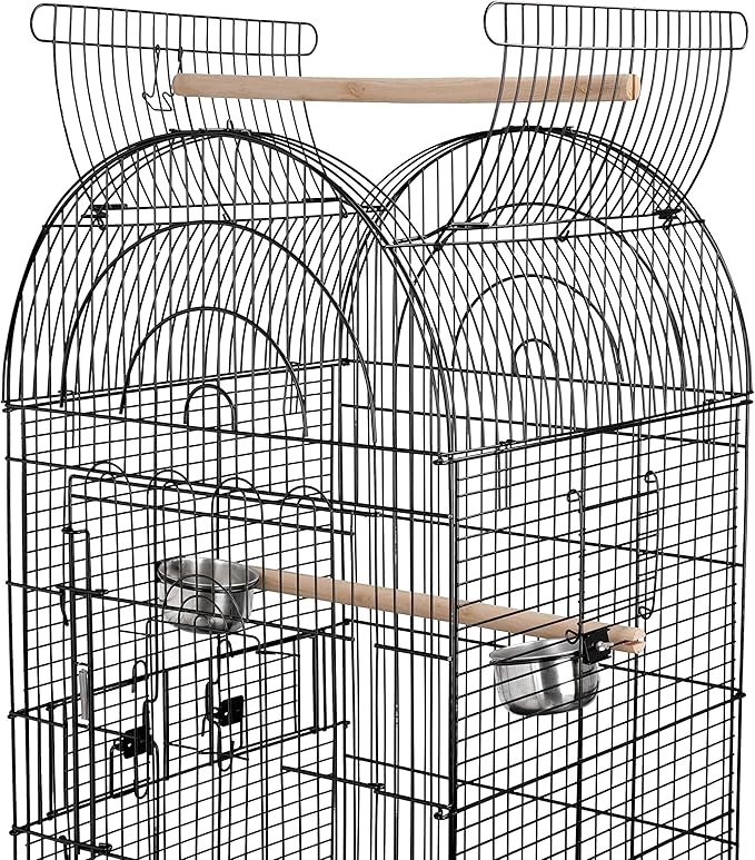 63.5 Inches Medium Bird Cage Open Top Parrot Cage with Detachable Stand, Rolling Wheels Lovebird Cockatiel Quaker Sun Parakeet Green-Cheek Conure Cage