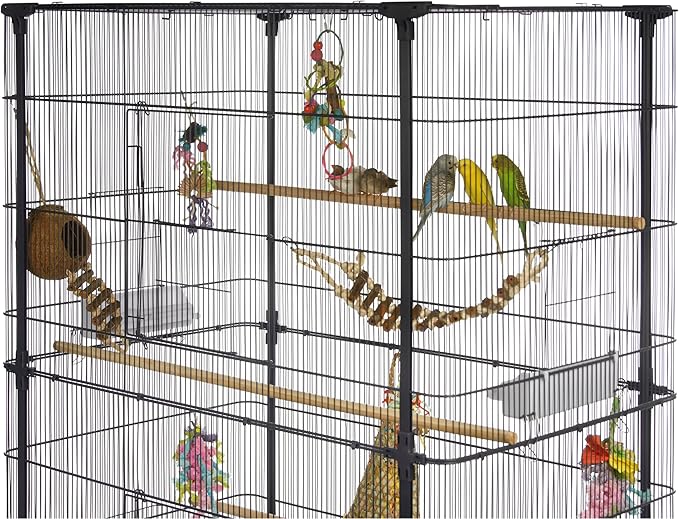 Prevue Pet Products Naturals Coco Hideaway with Ladder - Bird Toy for Parrots, Conures, Cockatiels, Budgies, and Small to Medium Birds, Cage Accessory for Climbing, Resting, and Beak Exercise