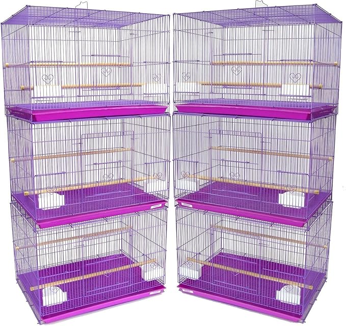 Mcage Lot of 6 Aviary Breeding Bird Finch Parakeet Finch Flight Cage 24" x 16" x 16" *Lavender*