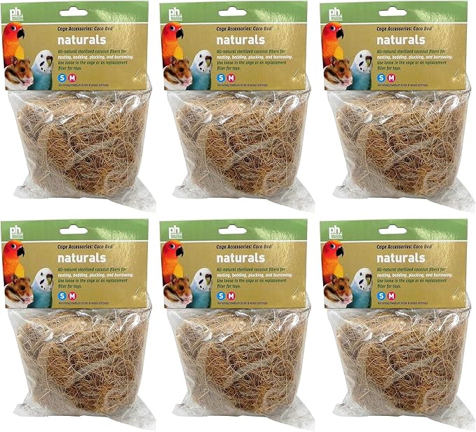Prevue Pet Products 6 Pack of Coco Bedding for Small/Medium Birds and Small Animals6