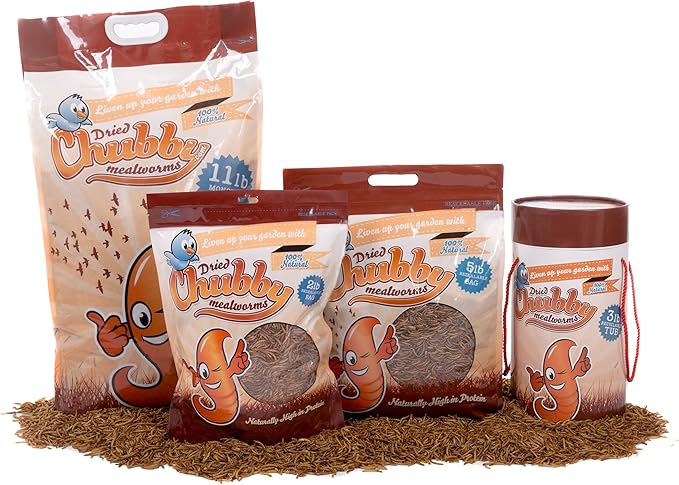 Chubby Dried Mealworms 7 lbs High-Protein Non-GMO Treats for Chickens, Ducks, Wild Birds, Reptiles, Bearded Dragons, Geckos, Sugar Gliders & Backyard Pets