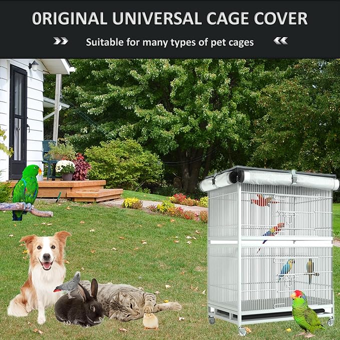 Large Bird Cage Cover - 600D Cage Covers for Night, Good Night Bird Cage Cover for Large Birdcage,Good Night for Cats, Mink, Totoro, Parakeet, Parrot and Small Animals ,Indoors or Outdoors (XL)