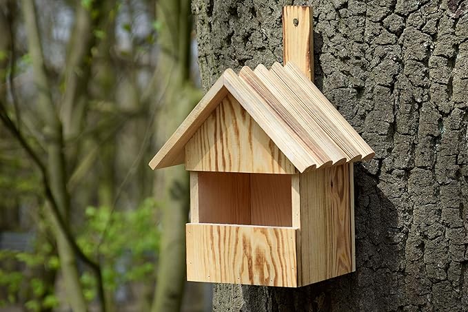 dobar 13076e Flamed Large Half Open Nest Box for Alcove 22.5 x 19.5 x 33 cm Pine, Brown