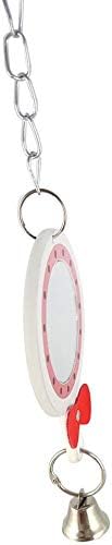 Bird Mirror Toy with Bell Swing Hanging Ringer Leather Mirror Toy Parrot Cage Accessories Decoration for Small and Medium Parakeet Cockatiel Finch Lovebird Conure Budgie Cockatoo African Grey (A)