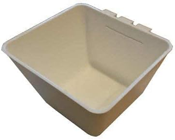 Cage Cups Square 1.2 Quart / 38 fl oz Water Dish for Poultry, Dogs, Cats, Hanging Feed & Water Cage Cups (1, White)