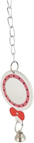 Bird Mirror Toy with Bell Swing Hanging Ringer Leather Mirror Toy Parrot Cage Accessories Decoration for Small and Medium Parakeet Cockatiel Finch Lovebird Conure Budgie Cockatoo African Grey (A)