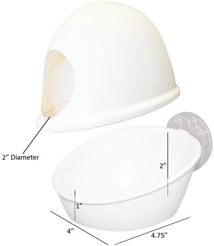 Press 'N' Slide Feed Station - Durable Mounted Food Bowl Dish - Sugar Gliders, Squirrels, Prairie Dogs, Degus, Marmosets, Parrots, Birds, Rats, Hamsters, Gerbils & Other Small Pets… (with Dome)