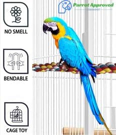2pcs 48inch(122cm) Parrot Rope Perches,Bendable Climbing Standing Chew Cage Toys Heavyduty Made Bungee Toys for Large to Regular Size Birds