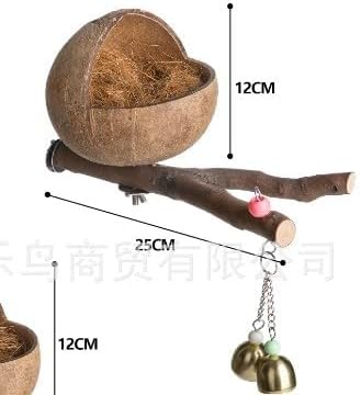 Ipetboom Coconut Bird Nest: Natural Coconut Shell Bird Nest - House Hut Cage with Perch Bell House - Hut Cage for Pet Parrot Parakeet