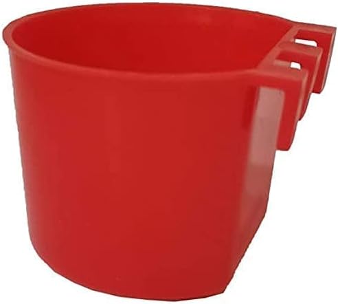 Cage Cups Birds Feeders Seed Bowl Chicken Feeding Watering Dish Rabbit Water Food Hanging Wire Cages Box 8oz Coop Cups for Pet Parrot Parakeet Gamefowl Poultry Pigeon (10PCS Red)