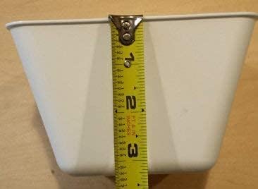 Cage Cups Square 1.2 Quart / 38 fl oz Water Dish for Poultry, Dogs, Cats, Hanging Feed & Water Cage Cups (1, White)