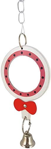 Bird Mirror Toy with Bell Swing Hanging Ringer Leather Mirror Toy Parrot Cage Accessories Decoration for Small and Medium Parakeet Cockatiel Finch Lovebird Conure Budgie Cockatoo African Grey (A)
