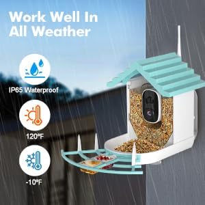 Smart Bird Feeder with Camera, Bird House with Solar Powered AI Recognition Instant Notifications, Feeder with Wireless Camera Ideal Gift for Bird Lover