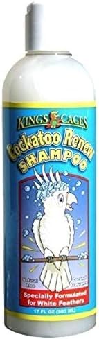King's Cages Pk2 Cockatoo Renew Shampoo 17 oz with Aloe Vera and Coconut Fragrance, Naturally Whitens Feathers, Deodorizes, and Relieves Dry Itchy Skin for Cockatoos, Parrots, and Pet Birds