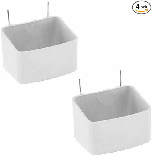 Pet Bird Cage Hanging Cups Food Water Feeders Large 8 oz Hamster Pigeon Quail Chicken Set of 4