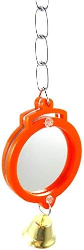 Bird Mirror Toy with Bell Swing Hanging Ringer Leather Mirror Toy Parrot Cage Accessories Decoration for Small and Medium Parakeet Cockatiel Finch Lovebird Conure Budgie Cockatoo African Grey (D)
