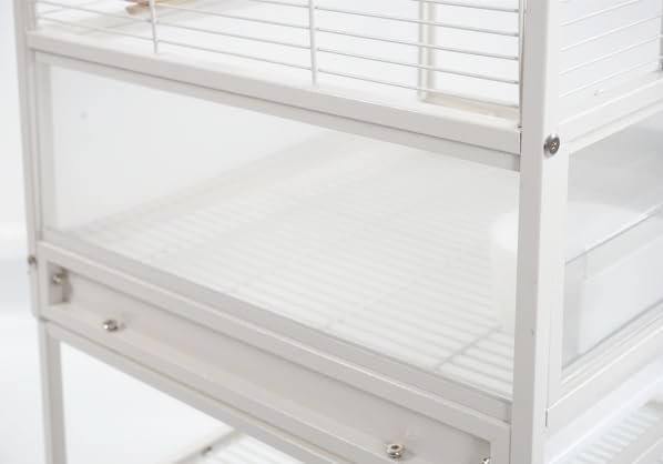 Stackable Breeding Bird Cage with Splash-Proof Baffle, Rolling Stand with Wheels, for Aviaries, Canaries, Cockatiels, Lovebirds, Finches, Budgies, Small Parrots, White. (3F)