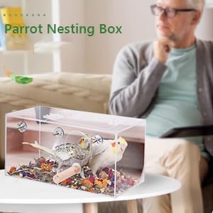Breeding Box for Bird, Transparent Parrot Nesting Box Acrylic Parrots Mating Box for Lovebirds Large and Medium Sized Birds