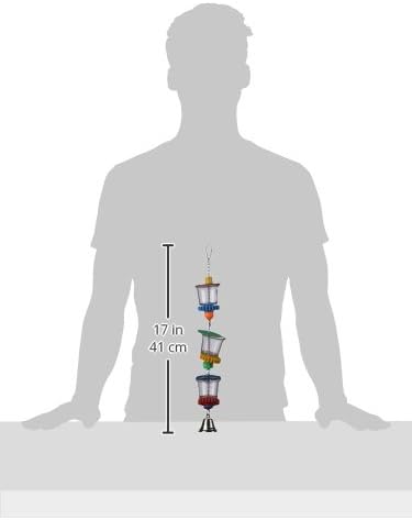 Super Bird Creations SB632 Foraging Bottom’s Up Bird Toy with Clear Acrylic Cups, Medium/Large Bird Size, 18” x 2.5”