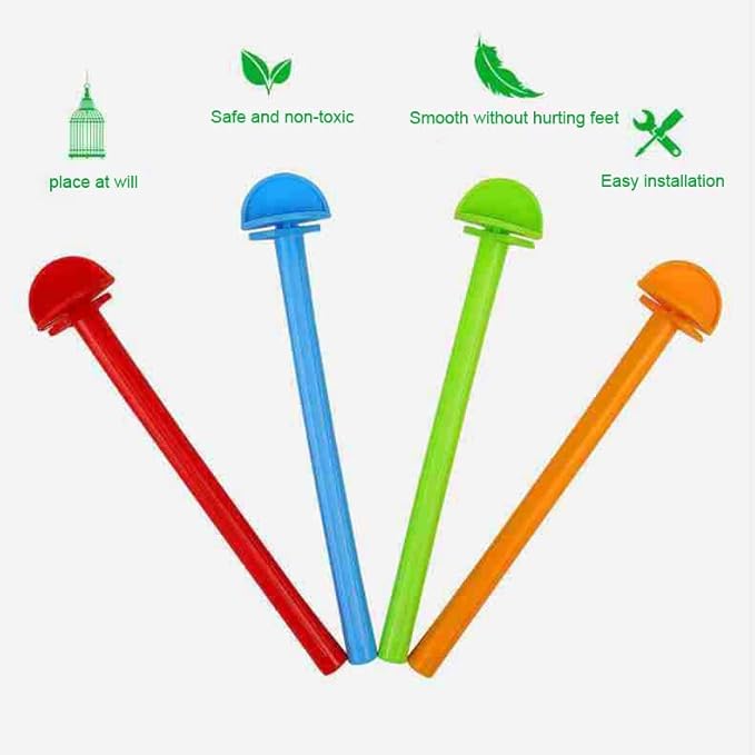 4 Pack Perch Cage Clip On Plastic Parrot Stand for Parakeet Manor Travel Wire Cages Finch Canary Budgie Parrotlets Cockatiels Conure Lovebird Small Birds