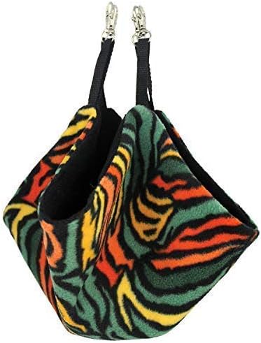 Parachute Pouch (Rainbow) - Hanging Fleece Cage Accessory Toy for Sugar Gliders, Marmosets, Rats, Hamsters, Flying Squirrels, Ferrets, Birds, Chinchillas, Parrots - Hammock, Tower, Bed, Nest Pouch