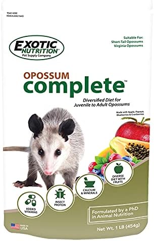Exotic Nutrition Opossum Complete 4 LB | Nutritional Healthy Pellet Diet | Food for Short-Tailed & Virginia Opossums