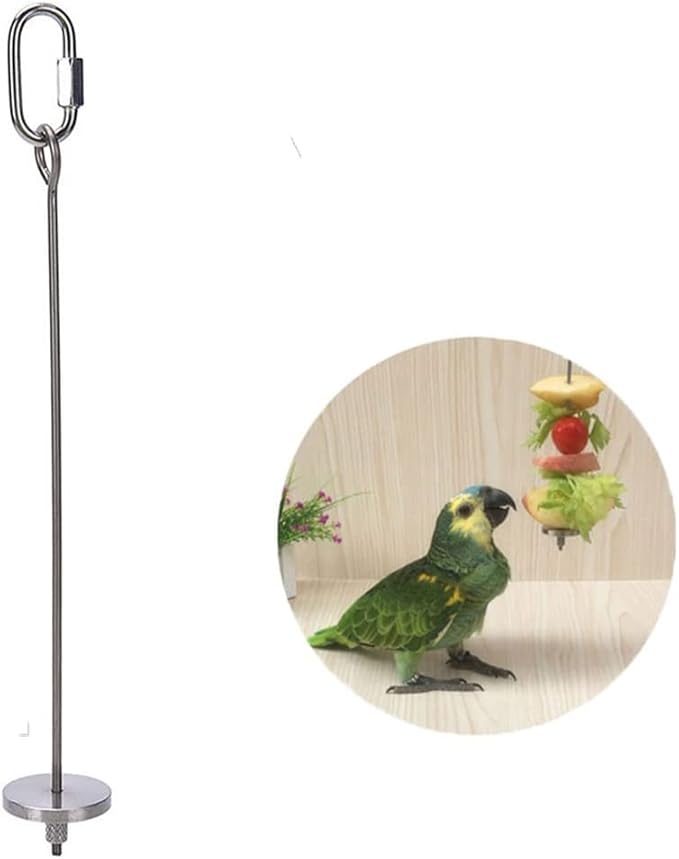 Litewoo Bird Cage Food Holder Parrot Vegetable Fruit Skewers Stainless Steel Bird Feeder Hanging Foraging Toys Cage Accessory for Parakeet Cockatiel Conure Cockatoo African Grey Chinchilla Guinea Pig