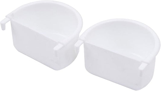 2Pcs Bird Feeding Dish Sturdy Hanging Feeding Bowl Easy to Install Bird Food Tray Bird Cage Accessories for Conures Lovebirds, 7.4cmx6.3cmx3.9cm