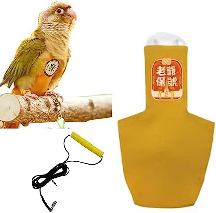 MANON ROSA Bird Diapers Leash Set Washable Reusable Handmade Flight Suit Waterproof Inner Layer - Protective Parrot Nappy Clothes Parakeets Macaws Budgies Canaries (Yellow3,Caique)