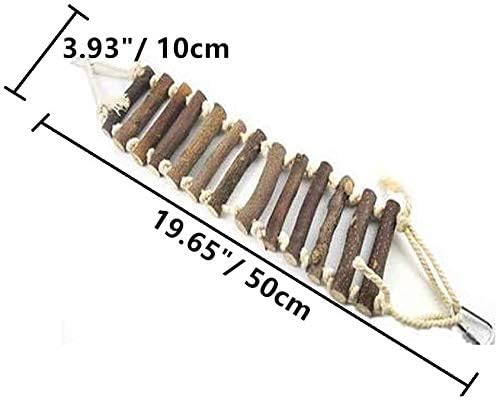 Bird Climbing Ladder Swing Chew Toy Hanging Parrot Perch Stand Toy Flexible Bridge Natural Wood for Parakeet Lovebird Cockatiel African Grey Cockatoo Conure Finch Cage Accessories