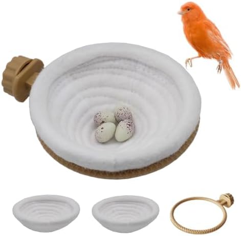 FOIBURELY Bird Nest Canary Finch Parrot Nest Set with Plastic and Textile（4.5 inches）