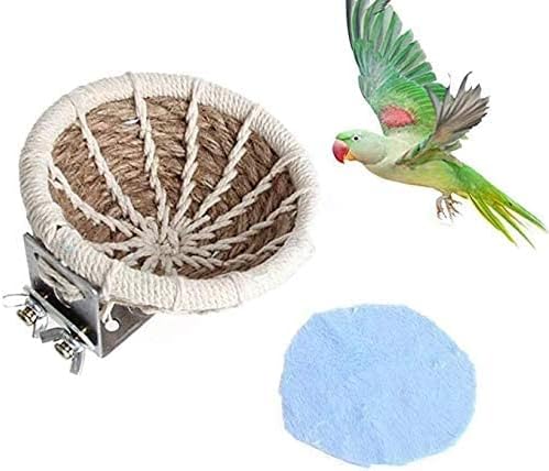 Bird Breeding Nest Bed Hut Toy with Warm Comfortable Mat Handmade Cotton Weave Hemp Rope Hatching Hut Cave Cage Accessories for Parakeet Conure Cockatiel Canary Finch Lovebird Budgie (B: HEMP)