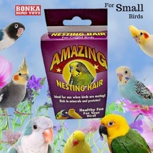 Bonka Bird Toys 3879 Pk6 Natural Sterilized Hair Nesting Material Breeding Box Nest Pet, Parrotlet, Canaries, Budgies, and Similar Breed Sizes