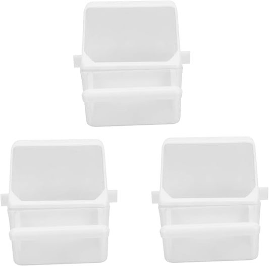3pcs Splash Bird Food Container for Parrots Convenient Feeding Boxes Plastic Bird Feeder for Indoor Outdoor Use Easy Install Clean