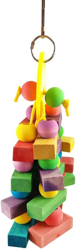 YF-ANEN Bird Chew Toys - Parrot Cage Bite Toy Wooden Blocks Bird Parrot Toy for Small and Medium Cockatoos and Various Birds
